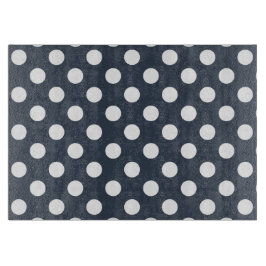 Weiße Polka-Punkte auf blau-grau Schneidebrett