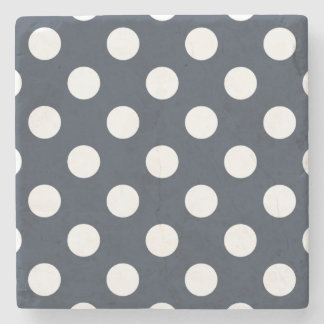 Weiße Polka-Punkte auf blau-grau Steinuntersetzer