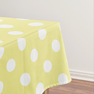 Weiße Polka-Punkte auf Buttergelb Tischdecke