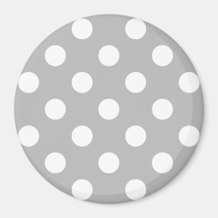 Weiße Polka Punkte auf Chrome Gray Hintergrund Magnet