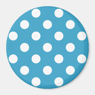 Weiße Polka-Punkte auf dem Pfauenblauen Hintergru Magnet