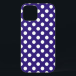 Weiße Polka-Punkte auf dunkelblau iPhone 12 Hülle<br><div class="desc">Weiße Polka-Punkte auf dunkelblau</div>