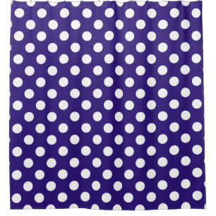 Weiße Polka-Punkte auf dunkelblau Duschvorhang
