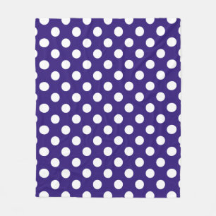 Weiße Polka-Punkte auf dunkelblau Fleecedecke