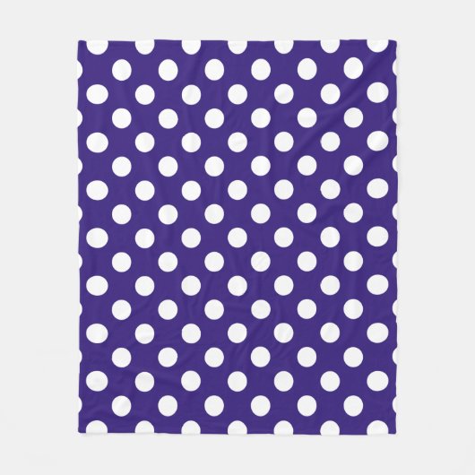 Weiße Polka-Punkte auf dunkelblau Fleecedecke (Vorderseite)