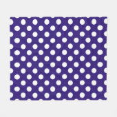 Weiße Polka-Punkte auf dunkelblau Fleecedecke (Vorderseite (Horizontal))