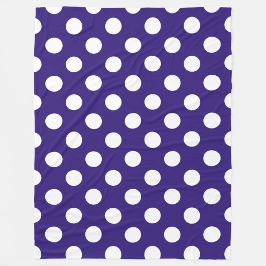 Weiße Polka-Punkte auf dunkelblau Fleecedecke (Vorderseite)