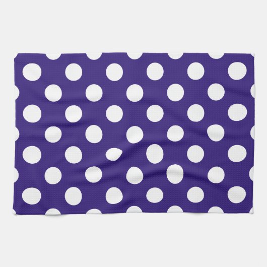 Weiße Polka-Punkte auf dunkelblau Geschirrtuch (Horizontal)