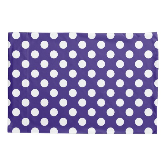 Weiße Polka-Punkte auf dunkelblau Kissenbezug (Rückseite)