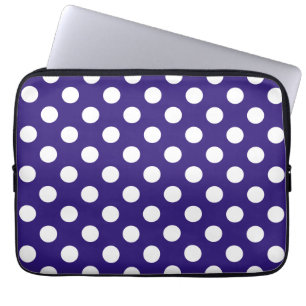 Weiße Polka-Punkte auf dunkelblau Laptopschutzhülle