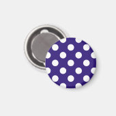 Weiße Polka-Punkte auf dunkelblau Magnet (Vorderseite/Rückseite)