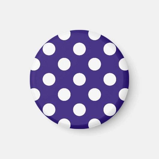 Weiße Polka-Punkte auf dunkelblau Magnet (Vorne)