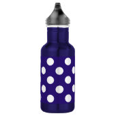 Weiße Polka-Punkte auf dunkelblau Trinkflasche (Rechts)