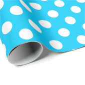 Weiße Polka Punkte auf elektrischem Blau Geschenkpapier (Rolleneckpunkt)
