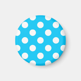 Weiße Polka Punkte auf elektrischem Blau Magnet
