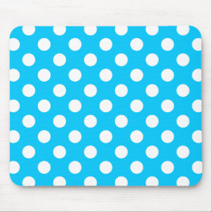 Weiße Polka Punkte auf elektrischem Blau Mousepad