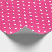 Weiße Polka Punkte auf Fuchsia Farbe Geschenkpapier (Ecke)