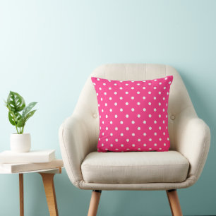 Weiße Polka Punkte auf Fuchsia Farbe Kissen