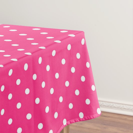 Weiße Polka Punkte auf Fuchsia Farbe Tischdecke (Beispiel)
