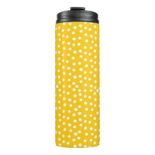 Weiße Polka-Punkte auf gelben, nahtlosen Mustern Thermosbecher