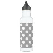 Weiße Polka-Punkte auf grau Edelstahlflasche (Rechts)