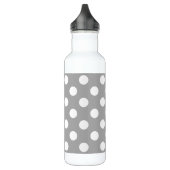 Weiße Polka-Punkte auf grau Edelstahlflasche (Links)