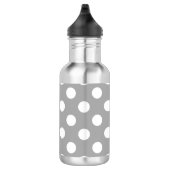 Weiße Polka-Punkte auf grau Edelstahlflasche (Rechts)