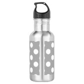 Weiße Polka-Punkte auf grau Edelstahlflasche (Rückseite)