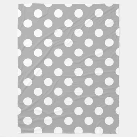 Weiße Polka-Punkte auf grau Fleecedecke (Vorderseite)