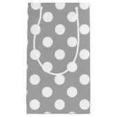 Weiße Polka-Punkte auf grau Kleine Geschenktüte (Vorderseite)