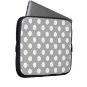 Weiße Polka-Punkte auf grau Laptopschutzhülle (Vorne Rechts)