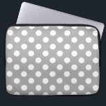Weiße Polka-Punkte auf grau Laptopschutzhülle<br><div class="desc">Weiße Polka-Punkte auf grau</div>