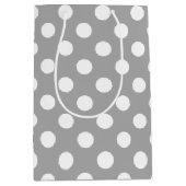 Weiße Polka-Punkte auf grau Mittlere Geschenktüte (Vorderseite)