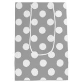 Weiße Polka-Punkte auf grau Mittlere Geschenktüte (Rückseite)