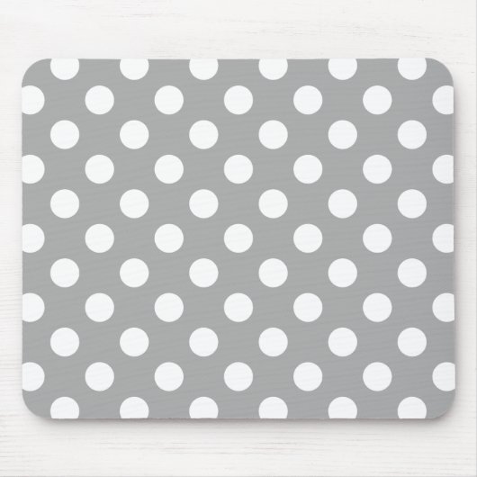 Weiße Polka-Punkte auf grau Mousepad (Vorne)