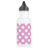Weiße Polka-Punkte auf hellrosa Edelstahlflasche (Links)