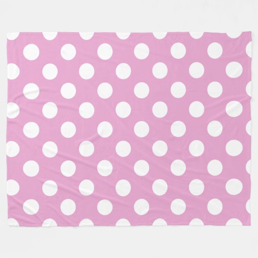 Weiße Polka-Punkte auf hellrosa Fleecedecke (Vorderseite (Horizontal))