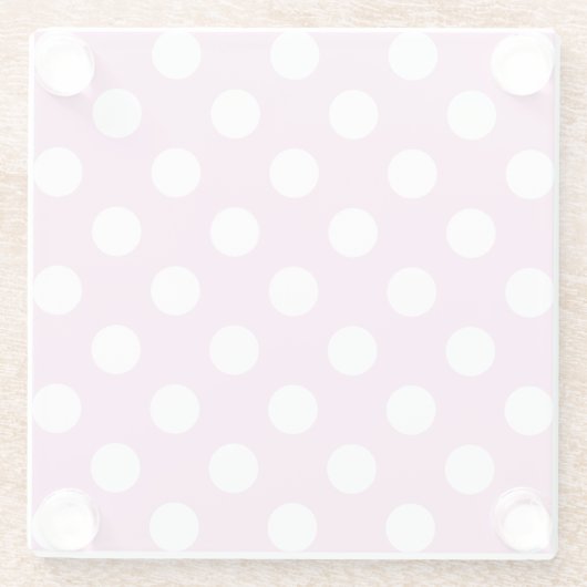 Weiße Polka-Punkte auf hellrosa Glasuntersetzer (Rückseite)