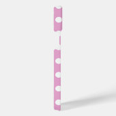 Weiße Polka-Punkte auf hellrosa iPhone Hülle (Rechte Seite)