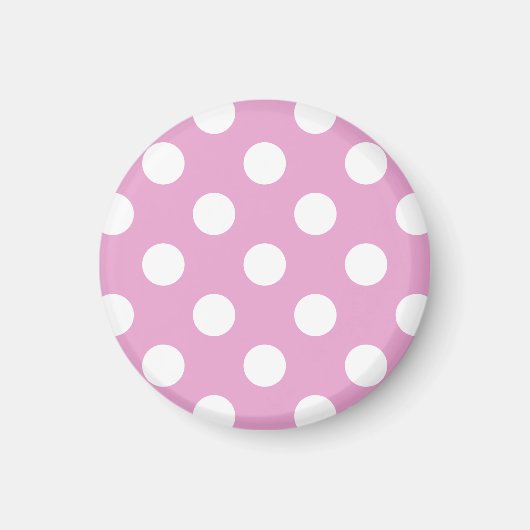 Weiße Polka-Punkte auf hellrosa Magnet (Vorne)