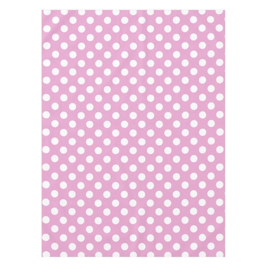 Weiße Polka-Punkte auf hellrosa Tischdecke (Vorderseite)