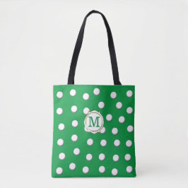 Weiße Polka-Punkte auf Kelly Green Tasche