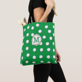 Weiße Polka-Punkte auf Kelly Green Tasche (Von Nahem)
