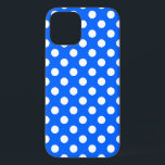 Weiße Polka Punkte auf königsblau iPhone 12 Hülle<br><div class="desc">Weiße Polka Punkte auf königsblau</div>