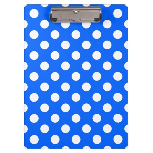 Weiße Polka Punkte auf königsblau Klemmbrett (Vorderseite)
