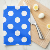 Weiße Polka Punkte auf königsblau Küchentuch (Viertel Falte)