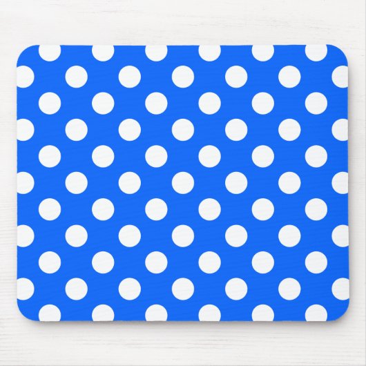 Weiße Polka Punkte auf königsblau Mousepad (Vorne)