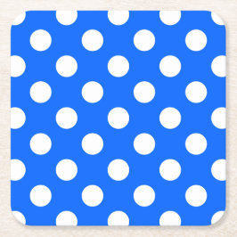 Weiße Polka Punkte auf königsblau Rechteckiger Pappuntersetzer