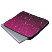 Weiße Polka Punkte auf Krimson und schwarzen Gefäl Laptopschutzhülle (Vorne Knopf)