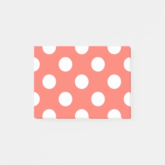 Weiße Polka-Punkte auf lebende Korallen Post-it Klebezettel (Vorderseite)